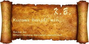 Kuzsma Benjámin névjegykártya